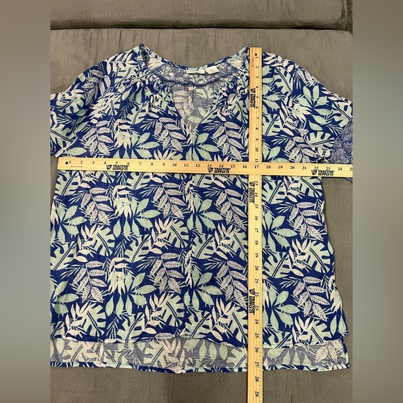 Sigrid Olsen Blue and White Relaxed 100% Linen Blouse sz Large - Picture 7 of 7